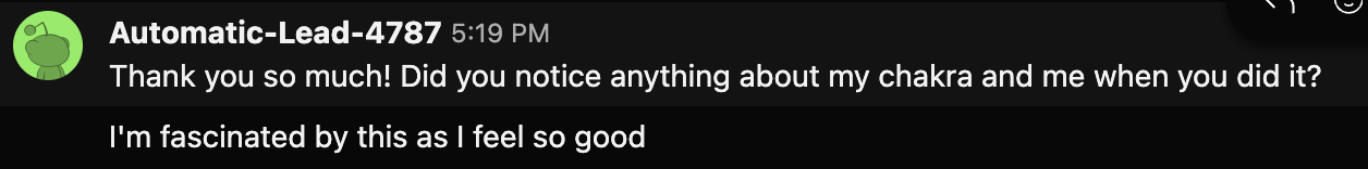 Client feedback screenshot